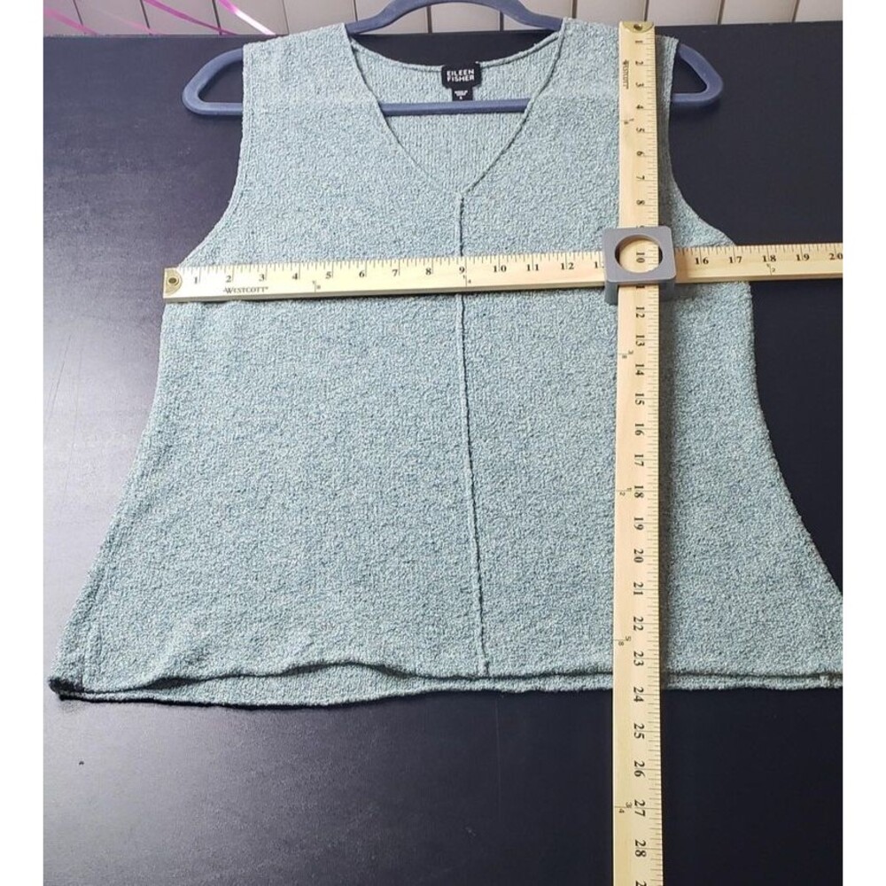 Eileen Fisher Knit Tank Sweater L Speckled Green Silk Blend Casual Work‎ Minimal - Picture 6 of 8